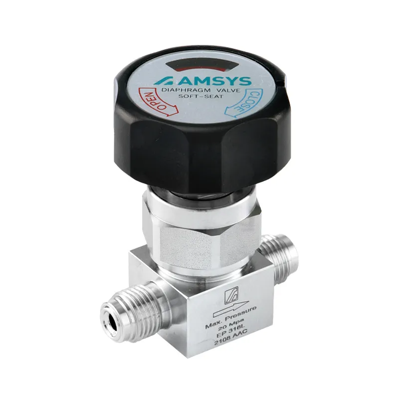Клапан мембранный AMFLO, DV26 MV4, нержавеющий SS316L, 206 bar, 2-х портовый, соединения VCR 1/4" (M)